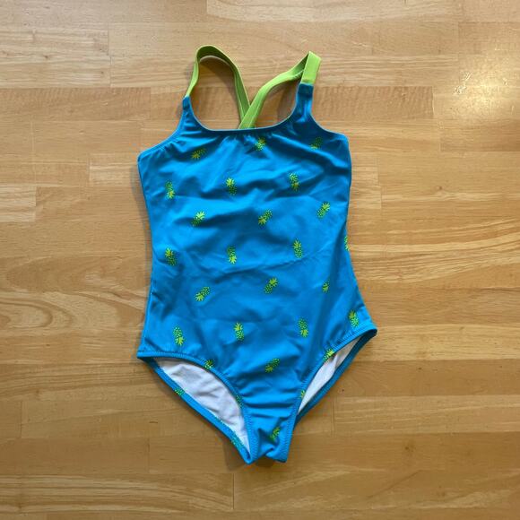 Girls Swimsuits Blue Rainbows Pinapples Amazon Essentials XS (5) Good Condition - Picture 3 of 11